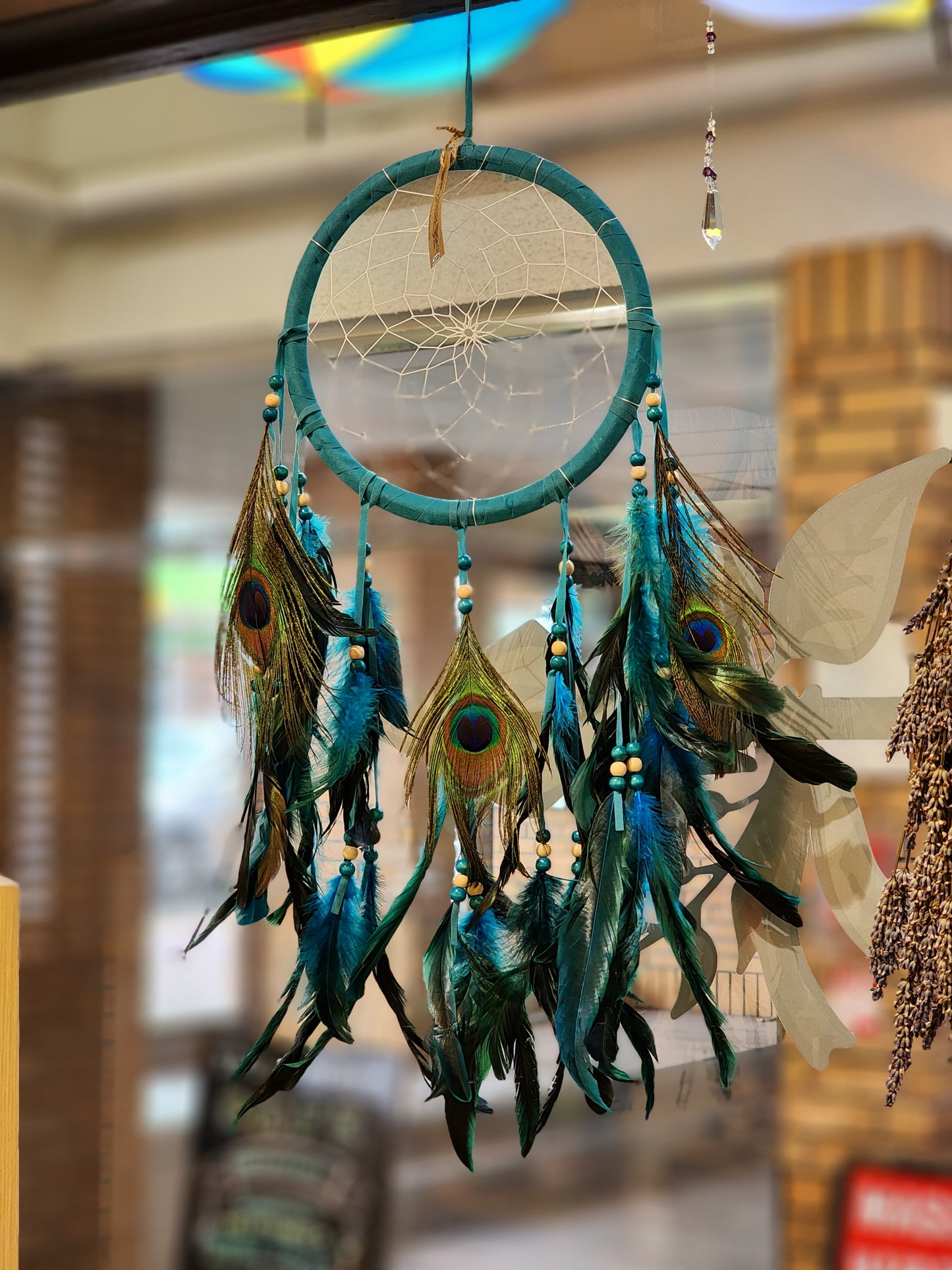 Teal Peacock Dreamcatcher