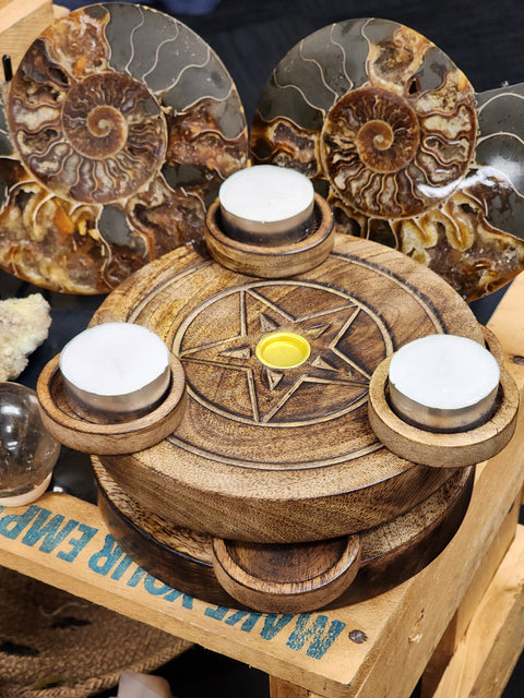 Pentacle Tea light & Incense Holder