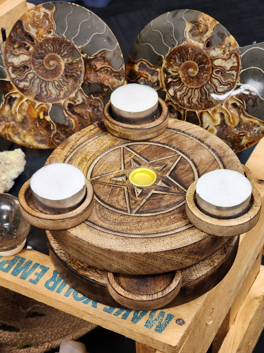 Pentacle Tea light & Incense Holder