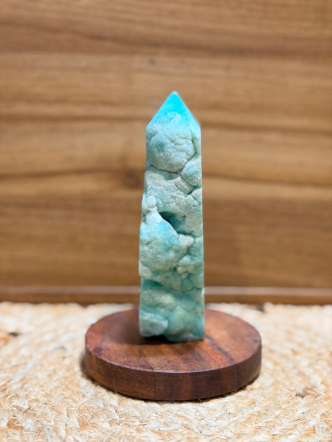 Natural Blue Hemimorphite Crystal Freeform Point – Druzy Mineral Specimen