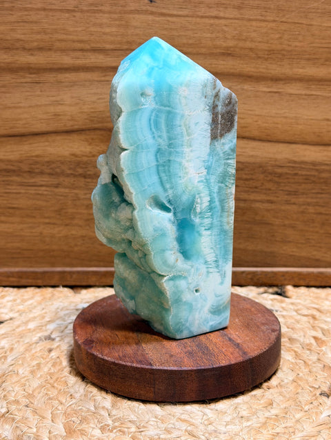 Natural Blue Hemimorphite Crystal Freeform Point – Druzy Mineral Specimen