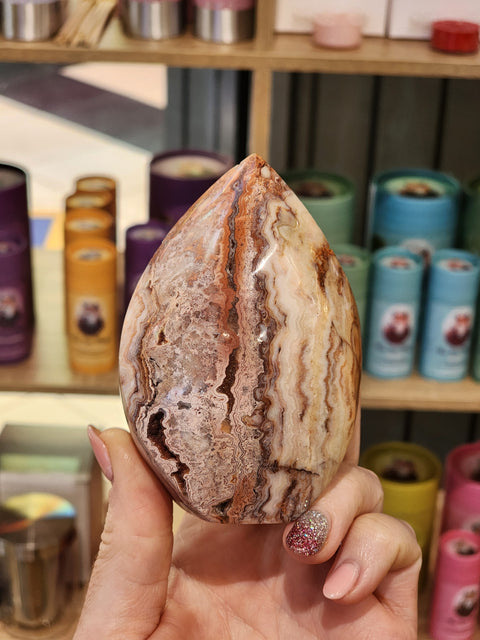 Pink crazy lace agate flame "Annie"