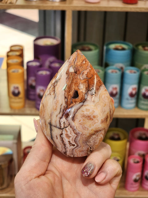 Pink crazy lace agate flame "Annie"