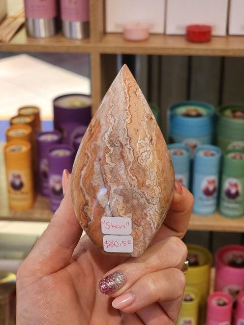 Pink crazy lace agate flame "Shan"