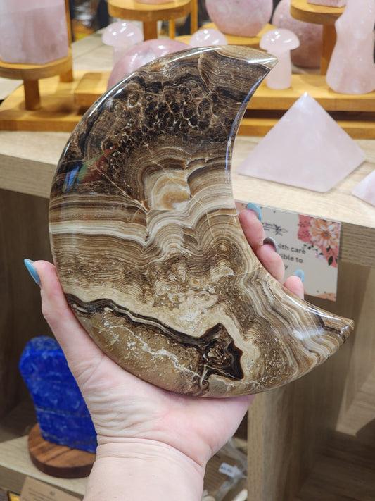 1.337kg Chocolate Calcite Moon