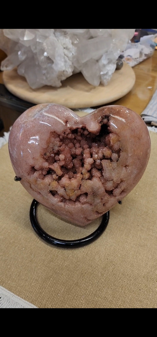 Large Rare Pink Amethyst Heart with Blubble formations