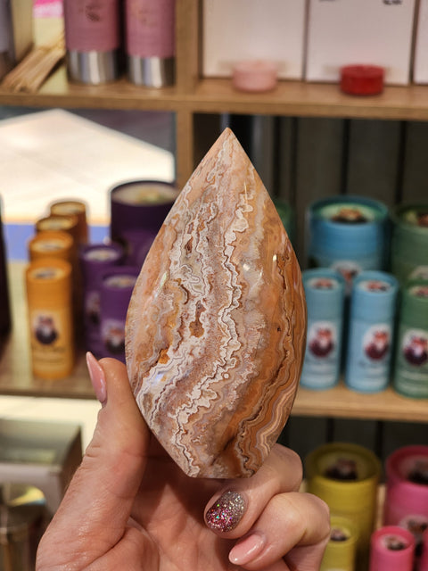 Pink crazy lace agate flame "Shan"