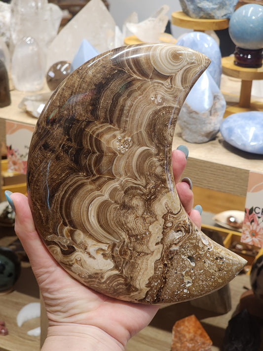1.489kg Chocolate Calcite Moon