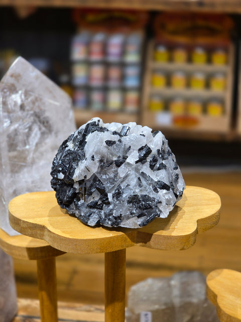 Black tourmaline in quartz