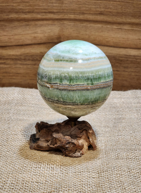 Kiwi Calcite Sphere "Stephan"