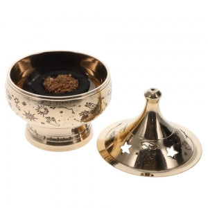 Celestial Engraved Brass Incense Burner