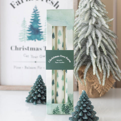 White Fir Tree Taper Candles