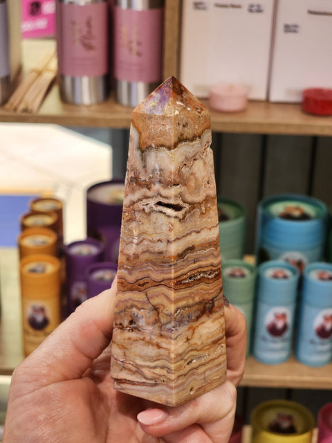 Pink crazy lace agate tower "Lee"