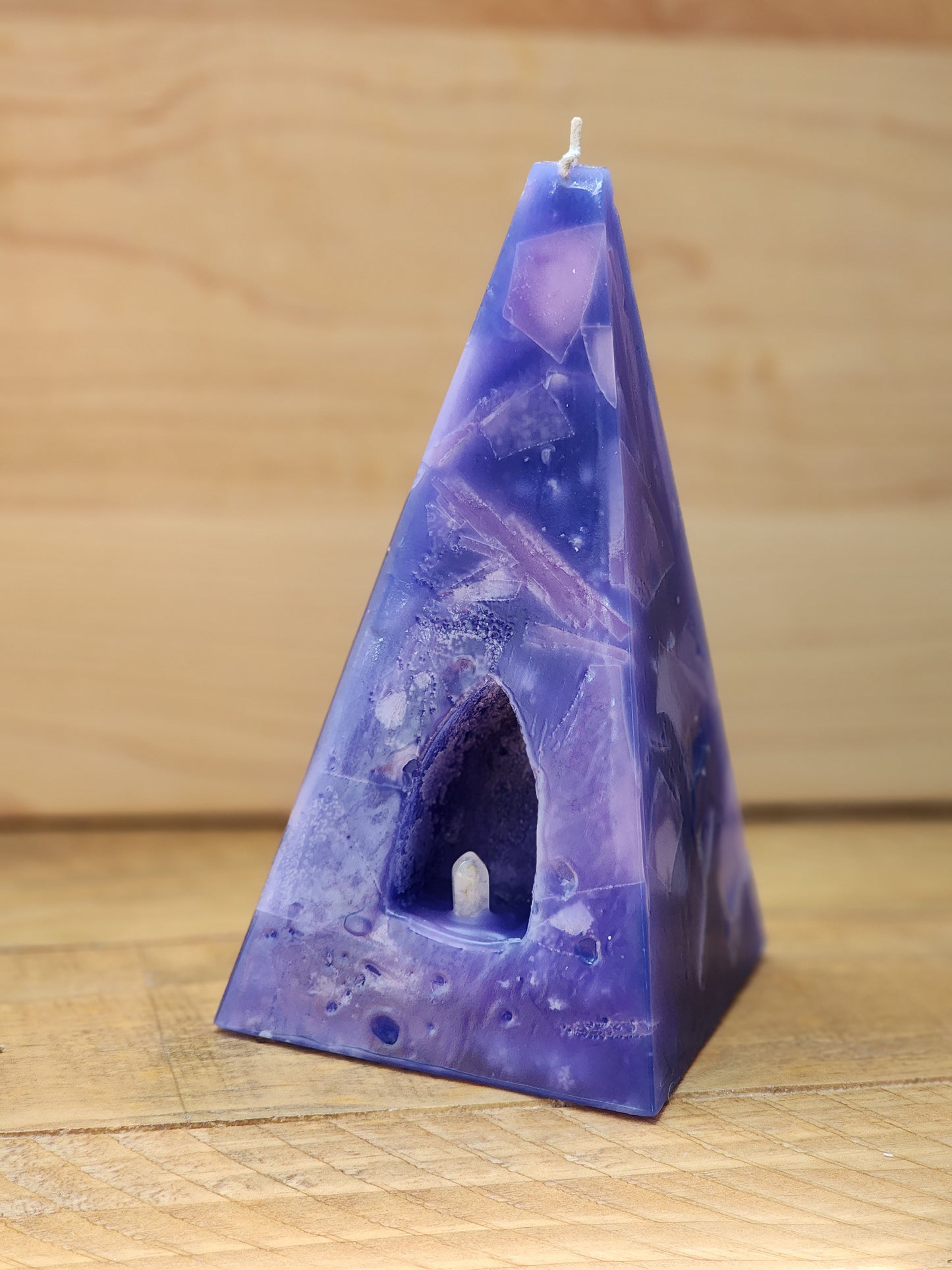 Azurite inspired Pyramid Candle medium