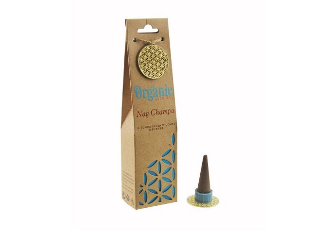 Organic Goodness Nag Champa Incense Cones with Holder