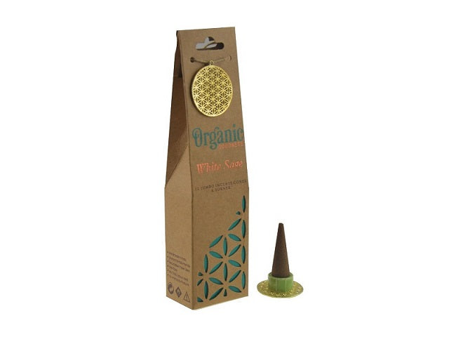 Organic Goodness White Sage Incense Cones with Holder